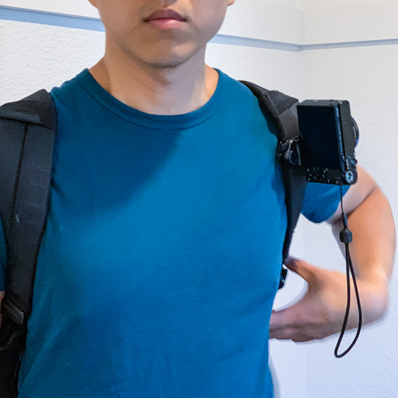 I love large sensor point-and-shoots for how tiny they are. A Sony RX100 VI clipped to the backpack strap using the Peak Design Capture can barely be felt.
