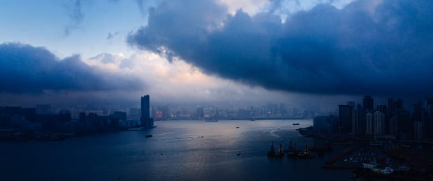 Victoria Harbour at dawn.